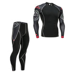 men's clothing compression men t-shirt + leggings rashgard kit long sleeves top for fitness man tracksuit thermal underwear base