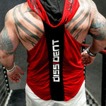 Bodybuilding Stringer Tank Top with hooded Mens Gyms Clothing Fitness Mens Sleeveless Vests Cotton Singlets Muscle Sports vest